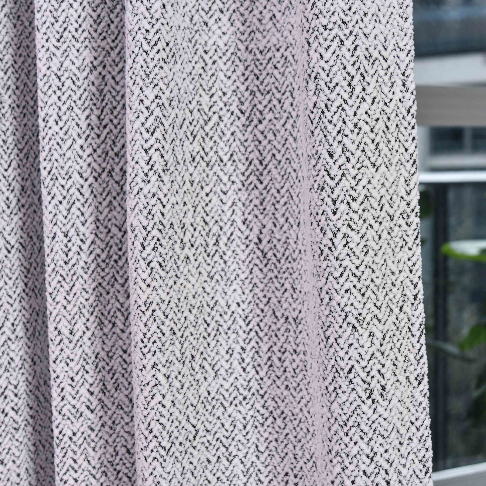 2 Vorhänge Chenille Vorhang Bouclé-Struktur HxB 245x140 cm Weiß Schwarz »MONTANA« Multiband-Aufhängung Pflegeleicht 2023330-2