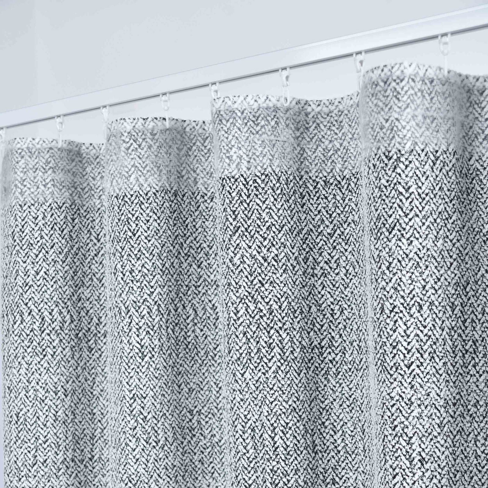 2 Vorhänge Chenille Vorhang Bouclé-Struktur HxB 245x140 cm Weiß Schwarz »MONTANA« Multiband-Aufhängung Pflegeleicht 2023330-2