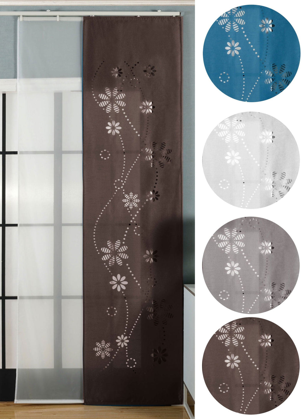 2er-Pack Schiebegardine Flächenvorhang »Albi« Lasercut Wildseide Optik Voile inkl. Paneelwagen und Beschwerungsstangen 165630