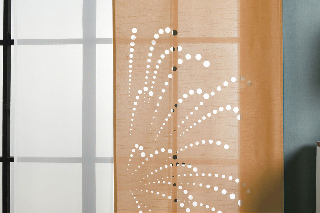 2er-Pack Schiebegardine Flächenvorhang Rodez Lasercut Wildseide Optik Voile  cm (HxB) inkl. Paneelwagen und Beschwerungsstangen 165640