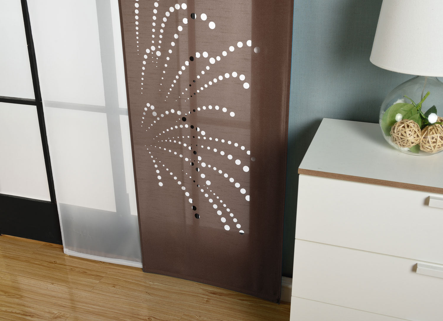 2er-Pack Schiebegardine Flächenvorhang Rodez Lasercut Wildseide Optik Voile  cm (HxB) inkl. Paneelwagen und Beschwerungsstangen 165640