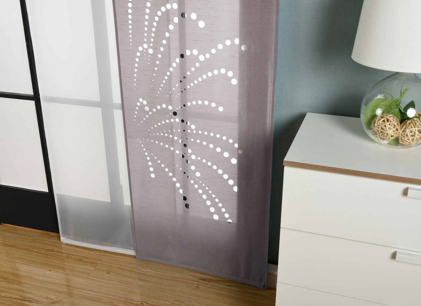 2er-Pack Schiebegardine Flächenvorhang Rodez Lasercut Wildseide Optik Voile  cm (HxB) inkl. Paneelwagen und Beschwerungsstangen 165640