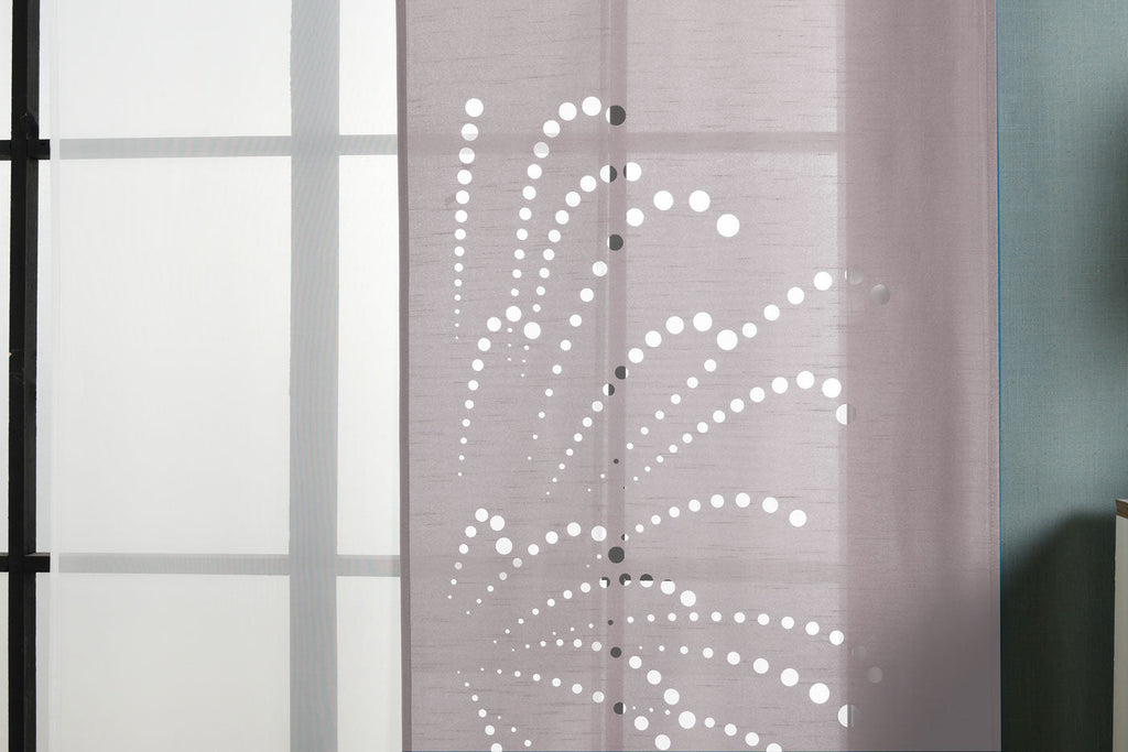 2er-Pack Schiebegardine Flächenvorhang Rodez Lasercut Wildseide Optik Voile  cm (HxB) inkl. Paneelwagen und Beschwerungsstangen 165640