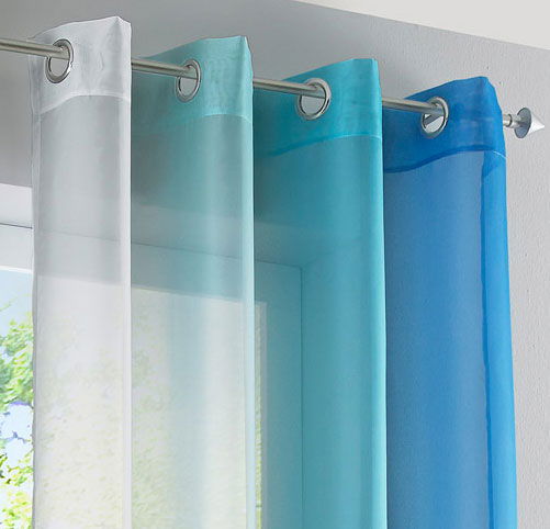 2er Pack Gardinen Vertikal Farbverlauf Druck Transparent »Modena« mit Ösen und Raffhalter, Vorhang, Dekoschal 10000183