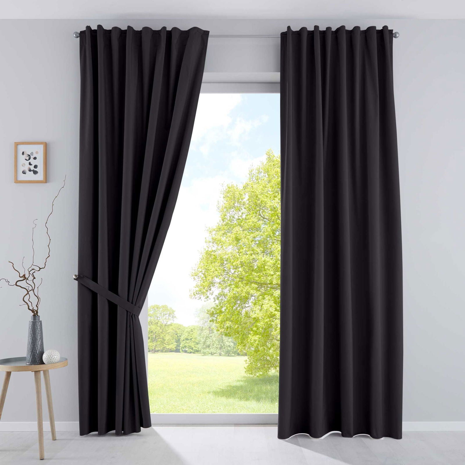 2er Pack Vorhänge Verdunkelung »DARK« 100% Blickdicht verdeckte Schlaufen Kräuselband Raffhalter Softshell Material Lichtundurchlässig 10000350-2