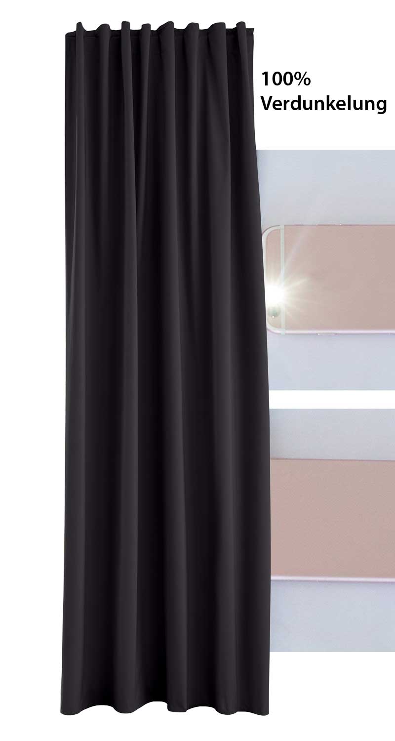 2er Pack Vorhänge Verdunkelung »DARK« 100% Blickdicht verdeckte Schlaufen Kräuselband Raffhalter Softshell Material Lichtundurchlässig 10000350-2