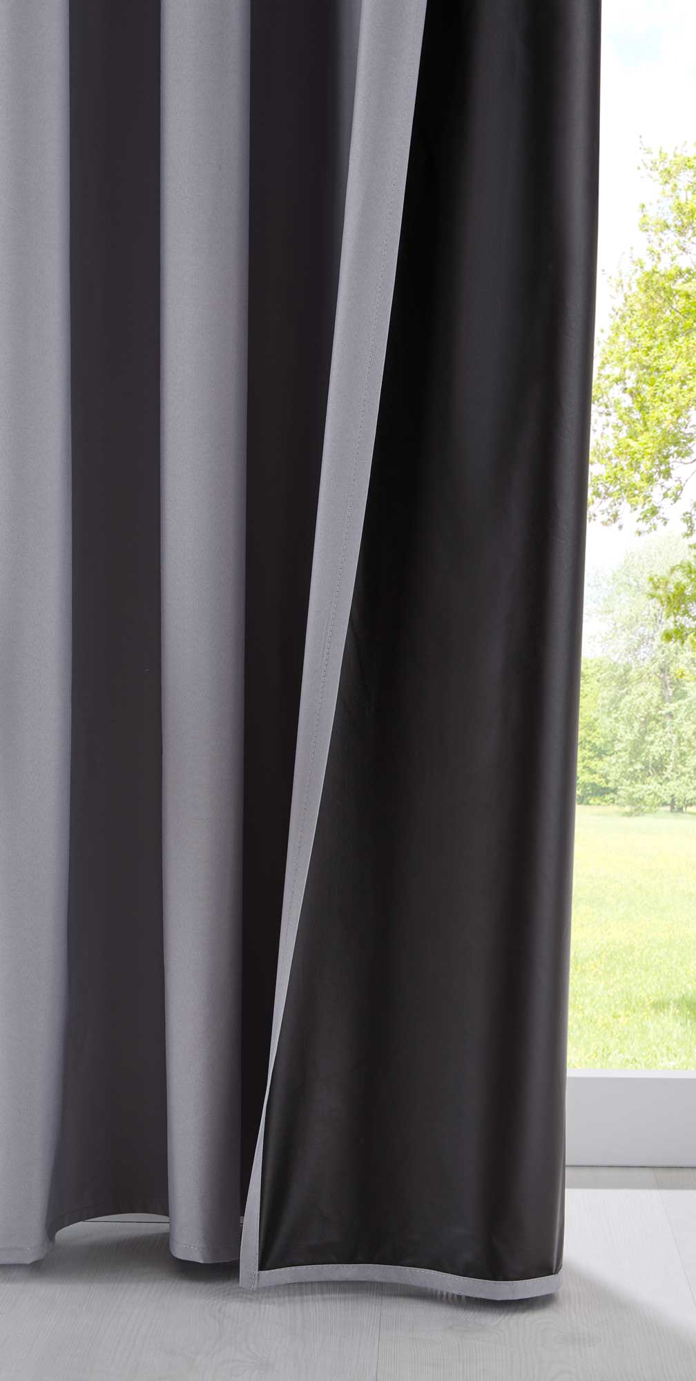 2er Pack Vorhänge Verdunkelung »DARK« 100% Blickdicht verdeckte Schlaufen Kräuselband Raffhalter Softshell Material Lichtundurchlässig 10000350-2