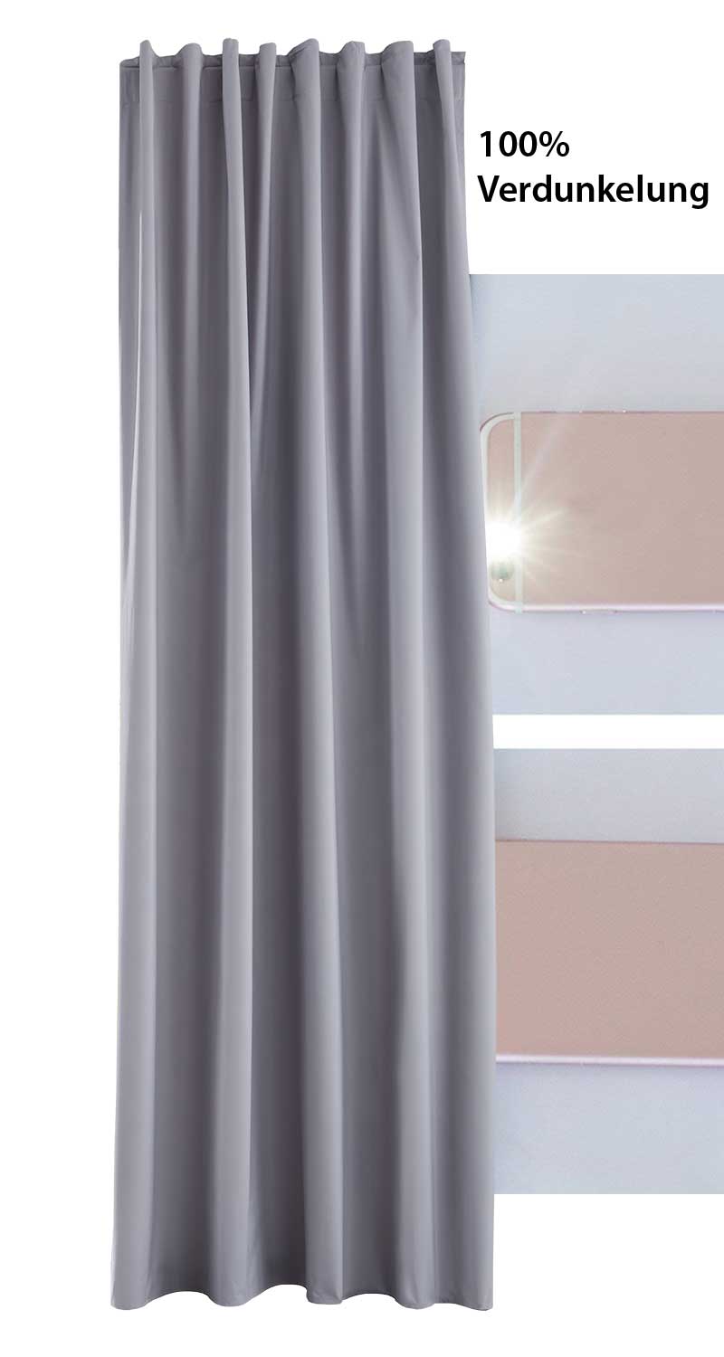 2er Pack Vorhänge Verdunkelung »DARK« 100% Blickdicht verdeckte Schlaufen Kräuselband Raffhalter Softshell Material Lichtundurchlässig 10000350-2