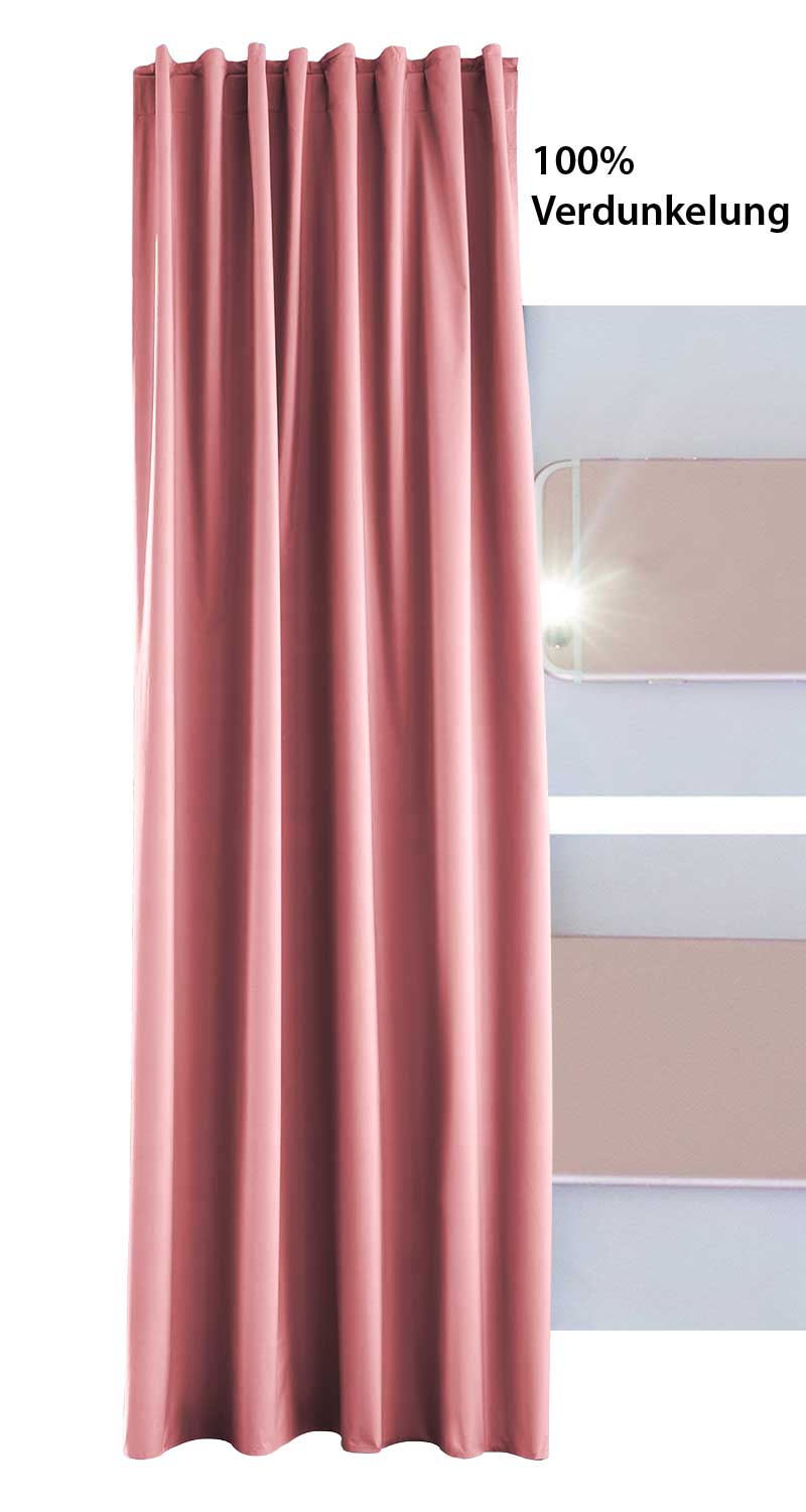 2er Pack Vorhänge Verdunkelung »DARK« 100% Blickdicht verdeckte Schlaufen Kräuselband Raffhalter Softshell Material Lichtundurchlässig 10000350-2