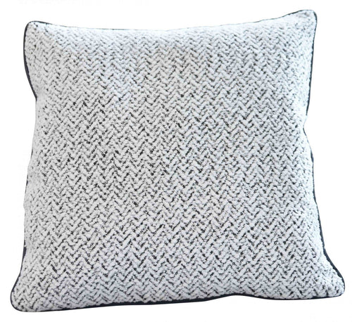 2er Set Chenille Dekokissen Bouclé-Optik LxB 40x40 cm Weiß Schwarz »MONTANA« mit Eleganter Schwarzer Paspelierung Reißverschluss Weicher Füllung 2023330K-2