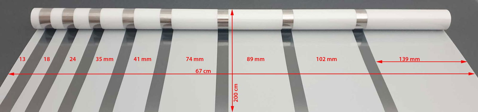 2er Set Fensterfolie selbsthaftend Streifen LxB 200x67 cm Sichtschutzfolie Anti-UV statische Haftung Folie selbstklebend 201916000-2