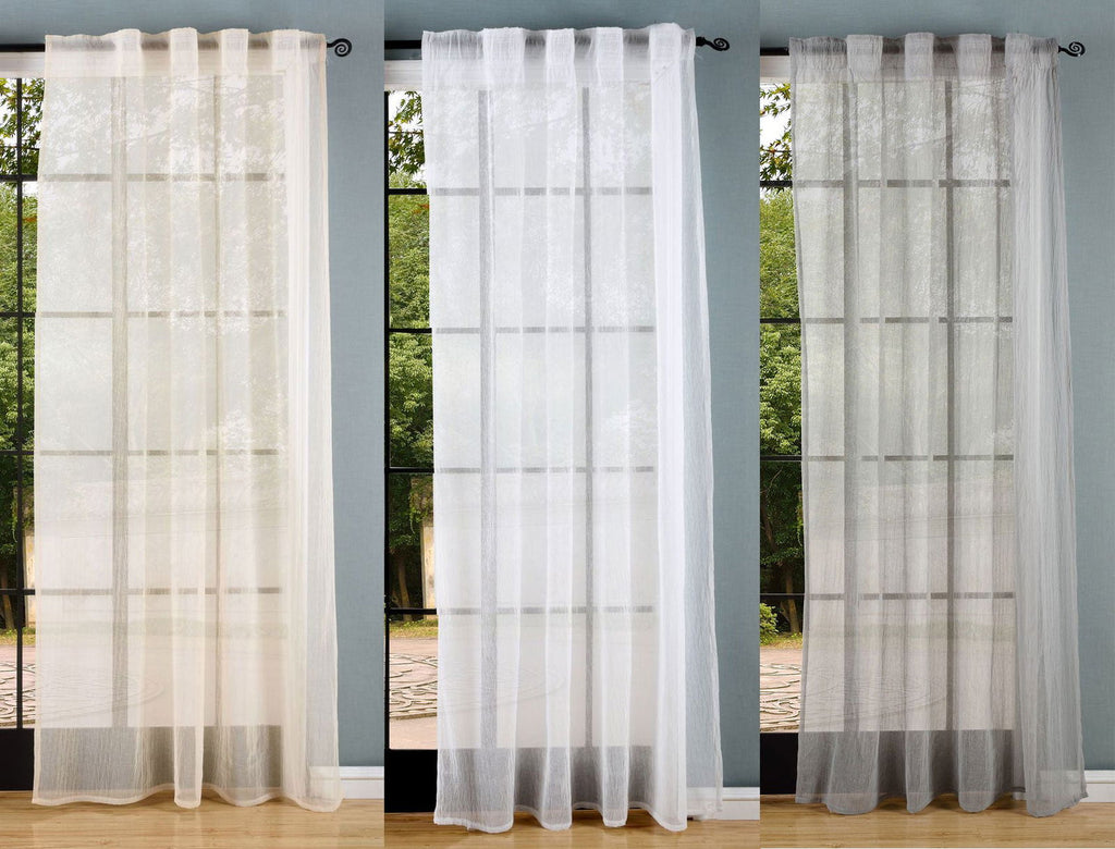 2er Set Gardinen Crushed Leinen Optik  Transparent verdeckte Schlaufen Universalband 204752