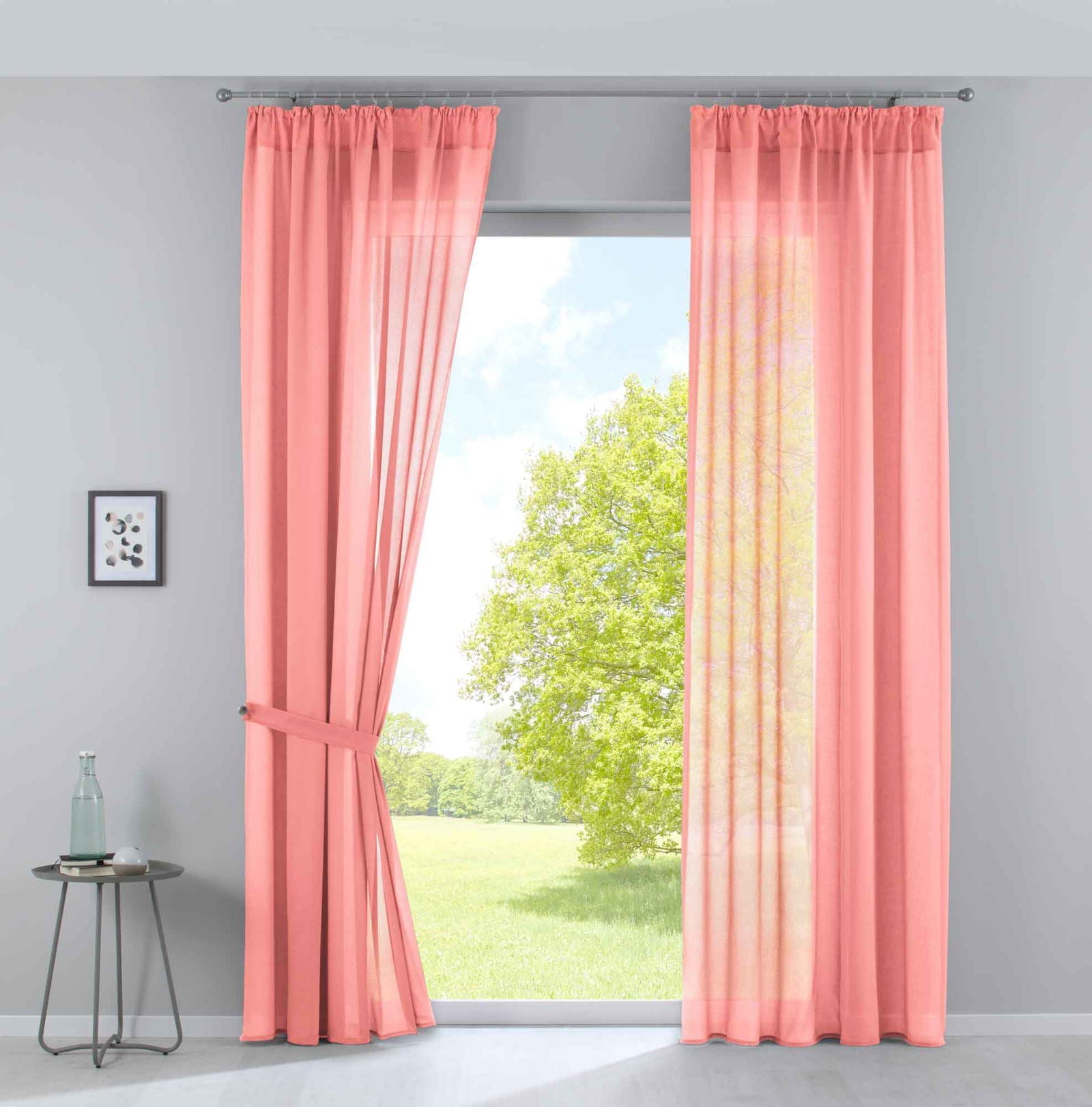 2er Set Gardinen »Nizza« Baumwoll-Voile Halbvoile Transparent Stores mit Gardinenband und Tuneldurchzug 2019031-2