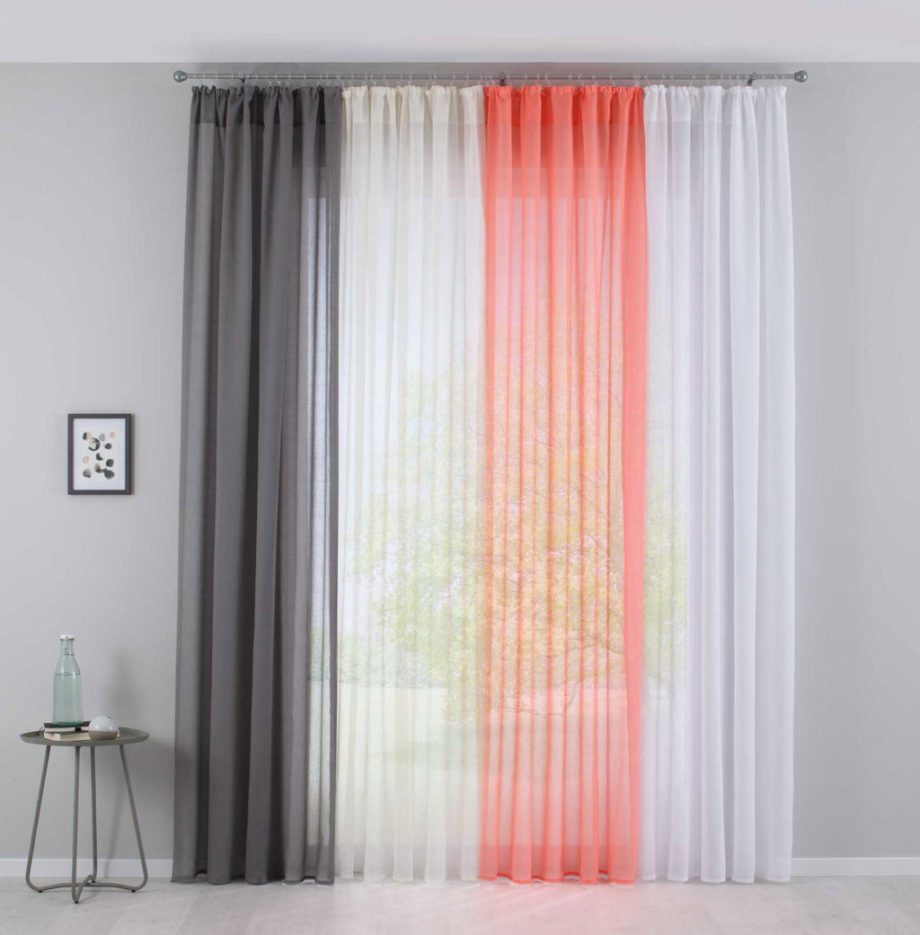 2er Set Gardinen »Nizza« Baumwoll-Voile Halbvoile Transparent Stores mit Gardinenband und Tuneldurchzug 2019031-2