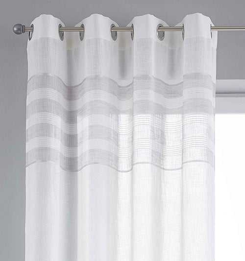 2er Set Gardinen Ösen Vorhang Streifen Gewebt »LINEN« HxB 245x140 cm Naturweiß Grau Ösenschal Batist Halbttransparent Webstreifen 2022310-2