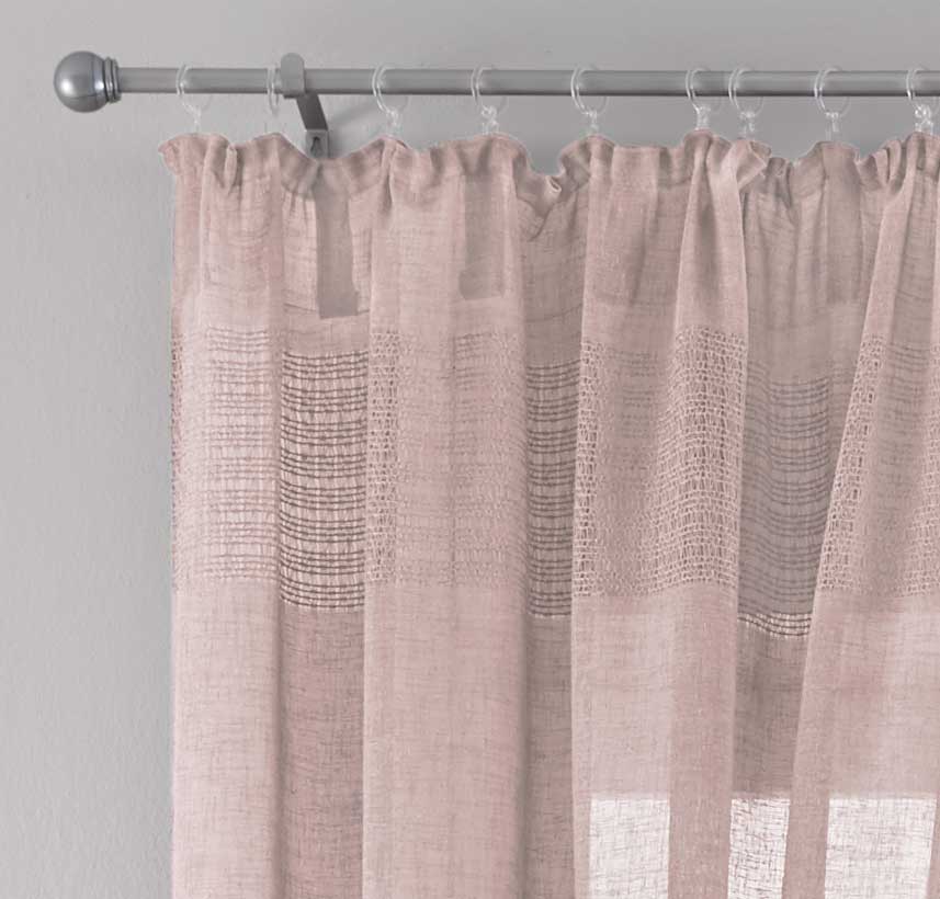2er Set Gardinen Voile »Sanremo« Landhaus-Stil Querstreifen Leinen Häkel Optik Netzstruktur verdeckte Schlaufen Gardinenband 20190340-2