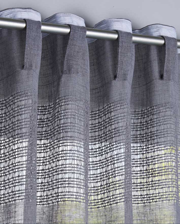 2er Set Gardinen Voile »Sanremo« Landhaus-Stil Querstreifen Leinen Häkel Optik Netzstruktur verdeckte Schlaufen Gardinenband 20190340-2
