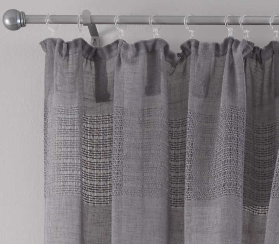 2er Set Gardinen Voile »Sanremo« Landhaus-Stil Querstreifen Leinen Häkel Optik Netzstruktur verdeckte Schlaufen Gardinenband 20190340-2