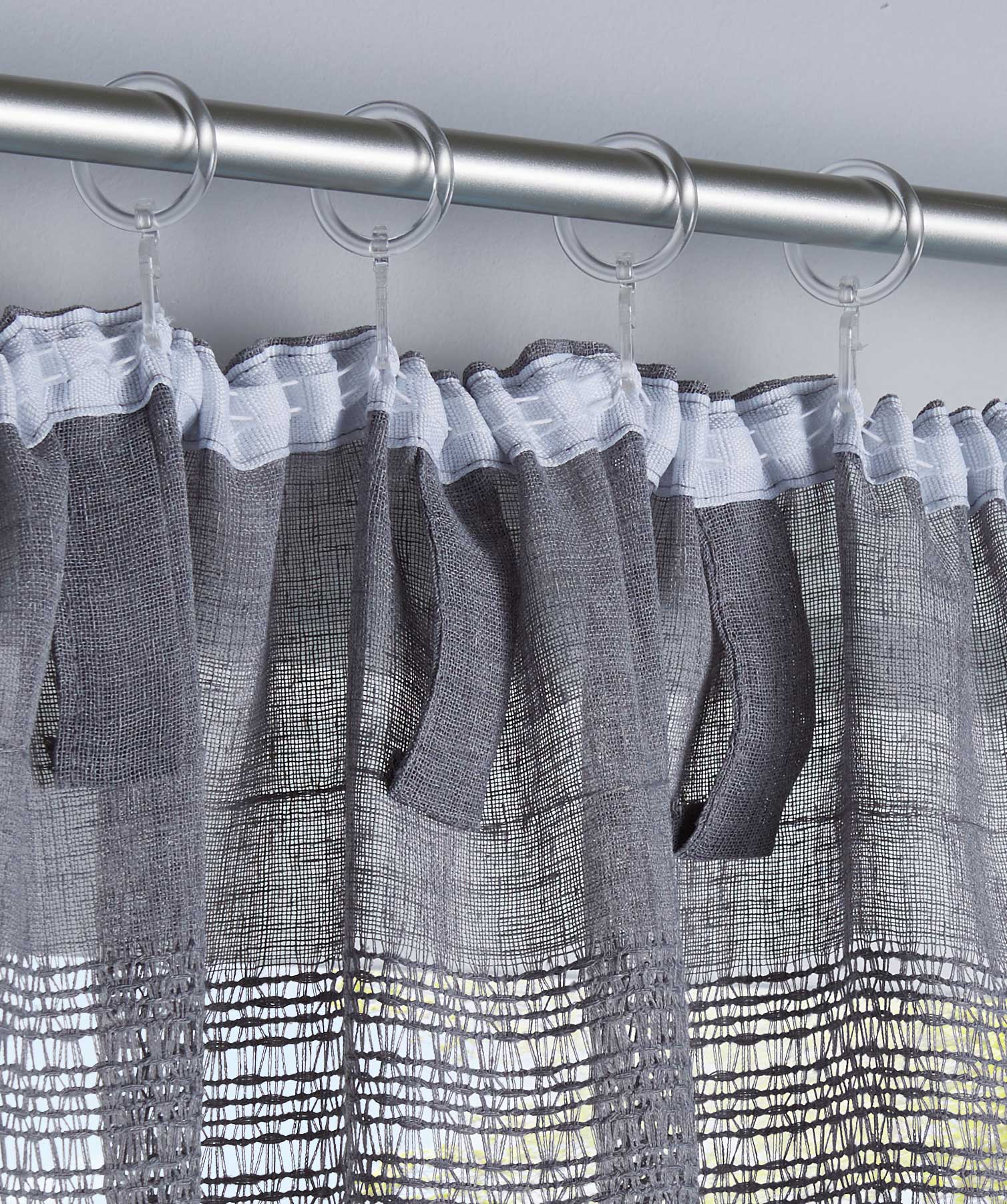 2er Set Gardinen Voile »Sanremo« Landhaus-Stil Querstreifen Leinen Häkel Optik Netzstruktur verdeckte Schlaufen Gardinenband 20190340-2