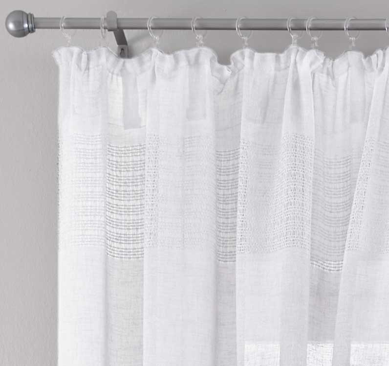 2er Set Gardinen Voile »Sanremo« Landhaus-Stil Querstreifen Leinen Häkel Optik Netzstruktur verdeckte Schlaufen Gardinenband 20190340-2