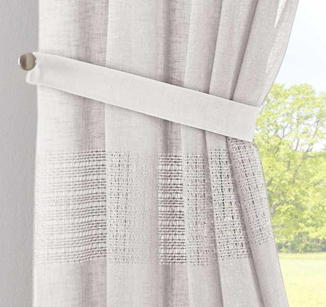 2er Set Gardinen Voile »Sanremo« Landhaus-Stil Querstreifen Leinen Häkel Optik Netzstruktur verdeckte Schlaufen Gardinenband 20190340-2otto