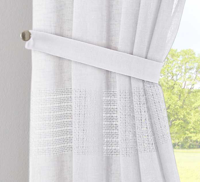 2er Set Gardinen Voile »Sanremo« Landhaus-Stil Querstreifen Leinen Häkel Optik Netzstruktur verdeckte Schlaufen Gardinenband 20190340-2otto
