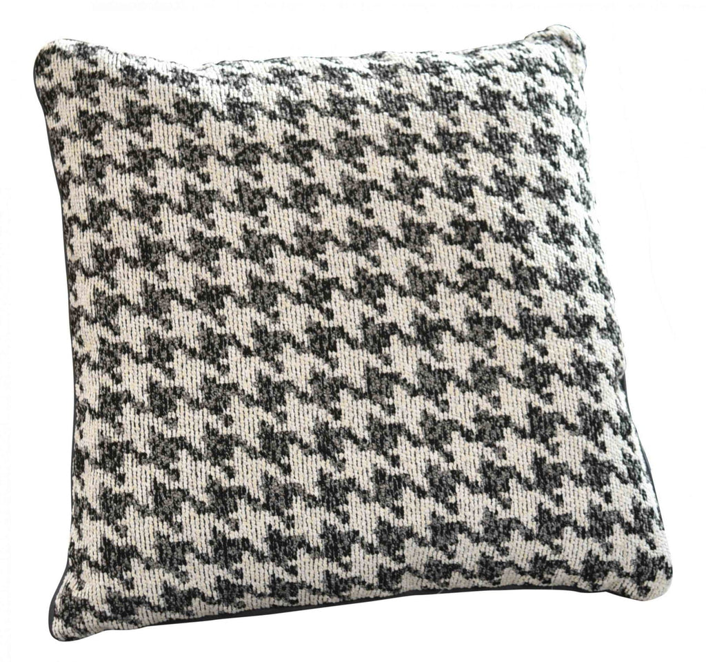 2er Set Kissen LxB 40x40 cm Creme Schwarz »PARIS« mit Füllung Ausgefallenes Hahnentritt-Muster schwarzes Paspelband 2023320K-2
