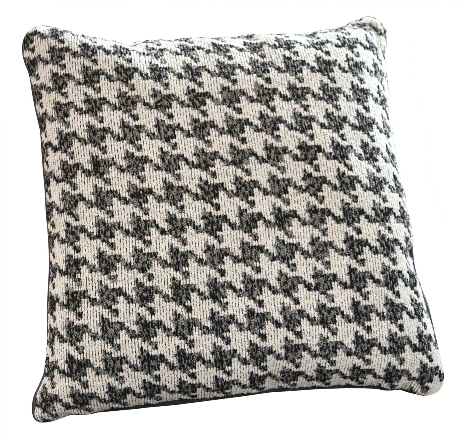 2er Set Kissen LxB 40x40 cm Creme Schwarz »PARIS« mit Füllung Ausgefallenes Hahnentritt-Muster schwarzes Paspelband 2023320K-2