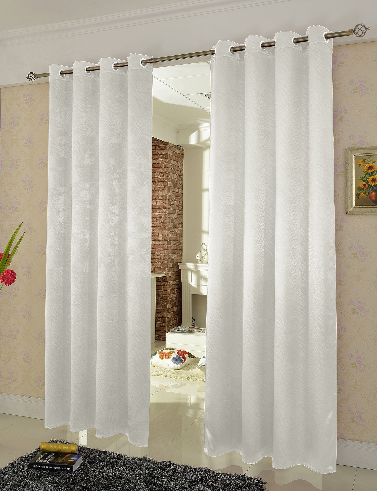 2er Set Satin Verdunkelung Vorhänge Emboss Reliefprägung bemustert Vorhang Gardine 20370-380