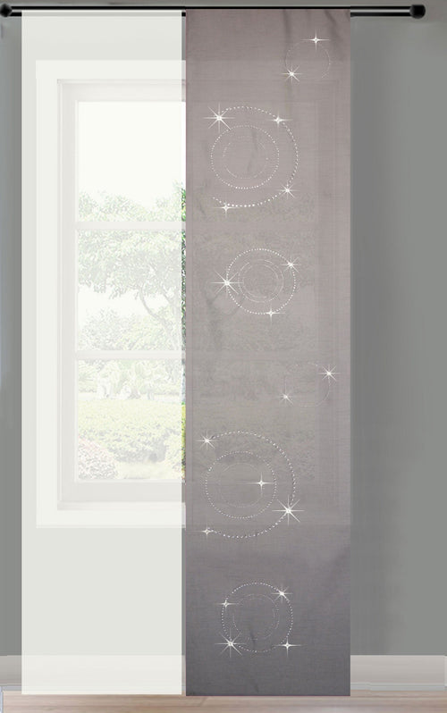 2er Set Schiebegardine Flächenvorhang Circle Strass blickdicht und Voile Paneel transparent  85625