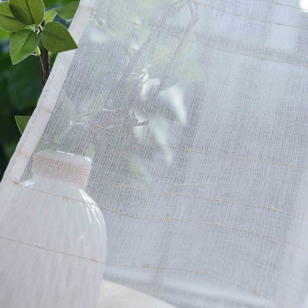 2er Set Transparente Gardine HxB 245x145 cm Weiß »DOHA« in Leinen-Optik mit Glänzendem Garn - Moderne Linien-Design, Pflegeleicht 2023490-2