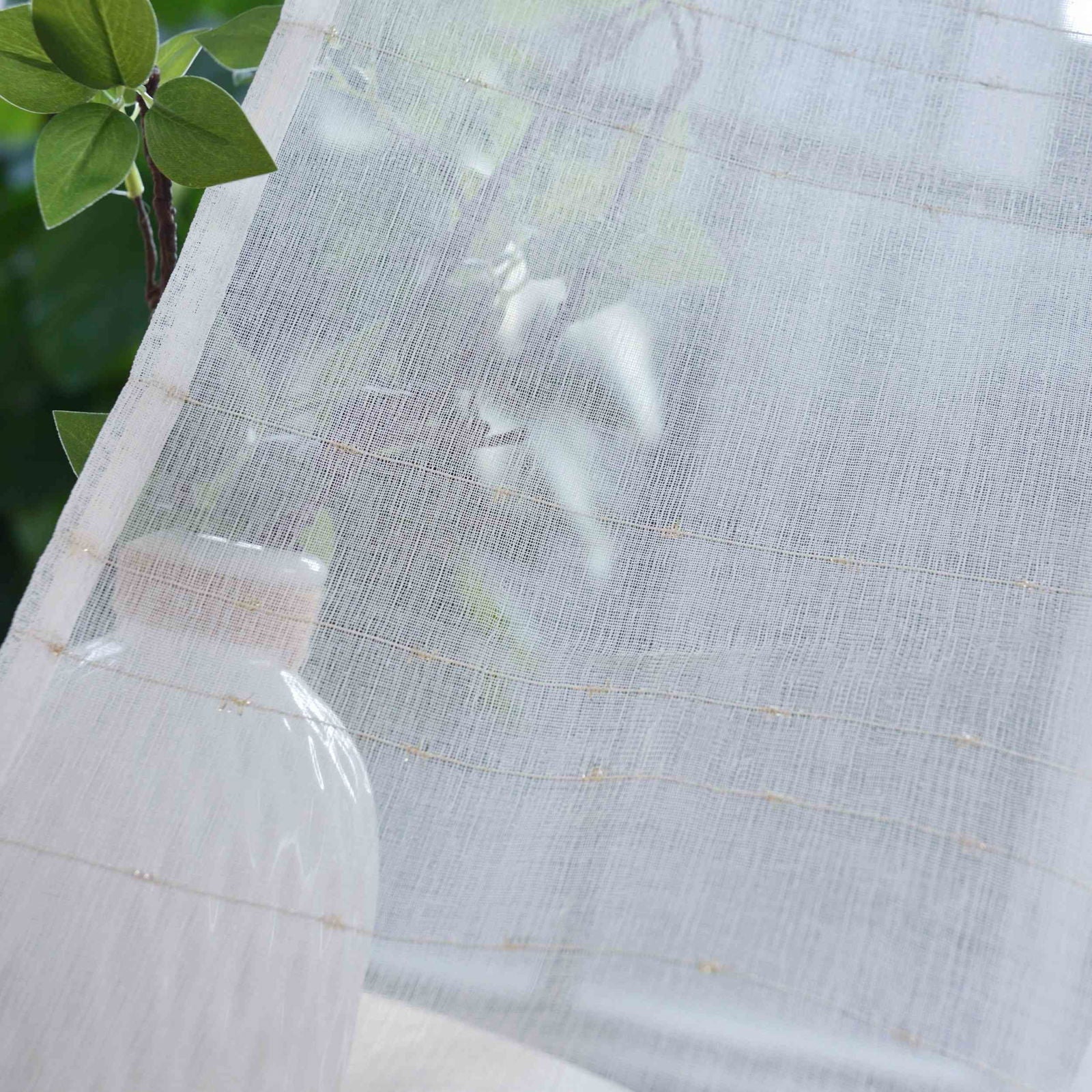 2er Set Transparente Gardine HxB 245x145 cm Weiß »DOHA« in Leinen-Optik mit Glänzendem Garn - Moderne Linien-Design, Pflegeleicht 2023490-2