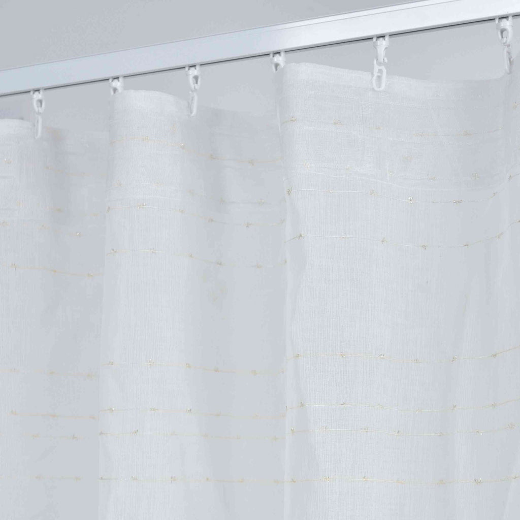 2er Set Transparente Gardine HxB 245x145 cm Weiß »DOHA« in Leinen-Optik mit Glänzendem Garn - Moderne Linien-Design, Pflegeleicht 2023490-2