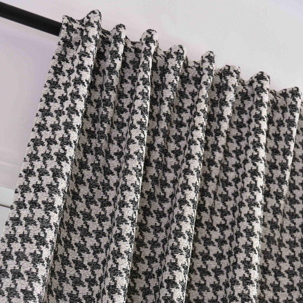 2er Set Vorhänge HxB 245x140 cm Creme Schwarz Hahnentritt-Muster »PARIS« Flexible Multiband Aufhängung Elegant Pflegeleicht 2023320-2