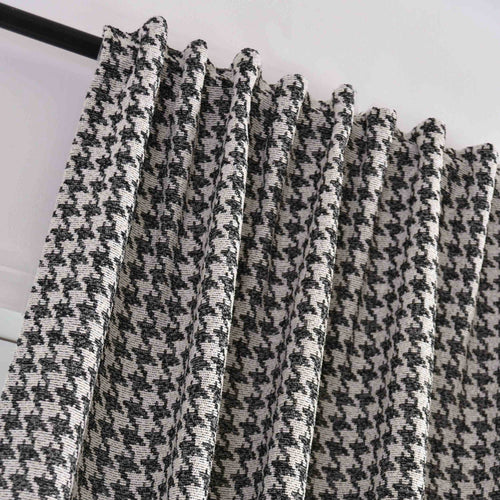 2er Set Vorhänge HxB 245x140 cm Creme Schwarz Hahnentritt-Muster »PARIS« Flexible Multiband Aufhängung Elegant Pflegeleicht 2023320-2