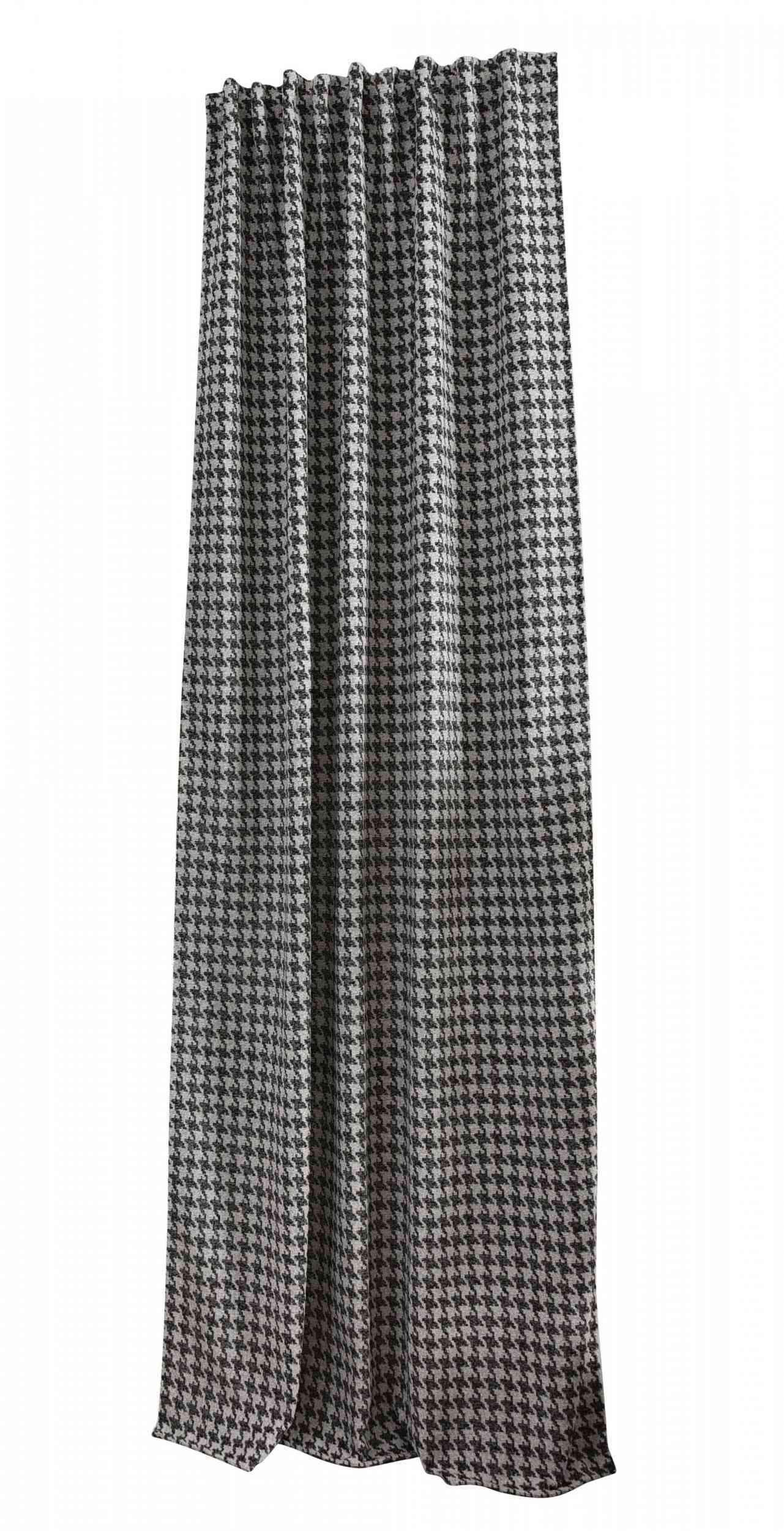2er Set Vorhänge HxB 245x140 cm Creme Schwarz Hahnentritt-Muster »PARIS« Flexible Multiband Aufhängung Elegant Pflegeleicht 2023320-2