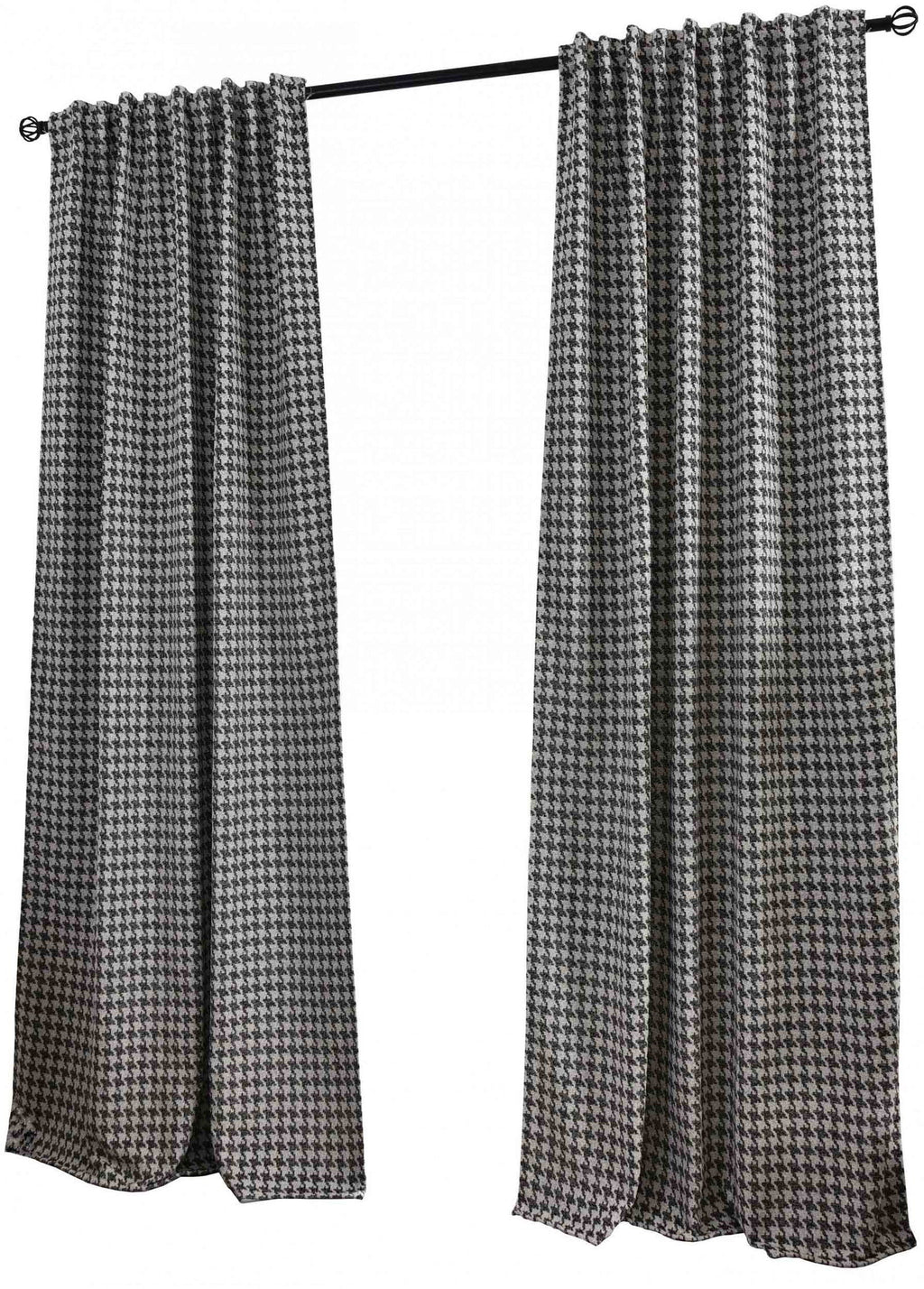 2er Set Vorhänge HxB 245x140 cm Creme Schwarz Hahnentritt-Muster »PARIS« Flexible Multiband Aufhängung Elegant Pflegeleicht 2023320-2
