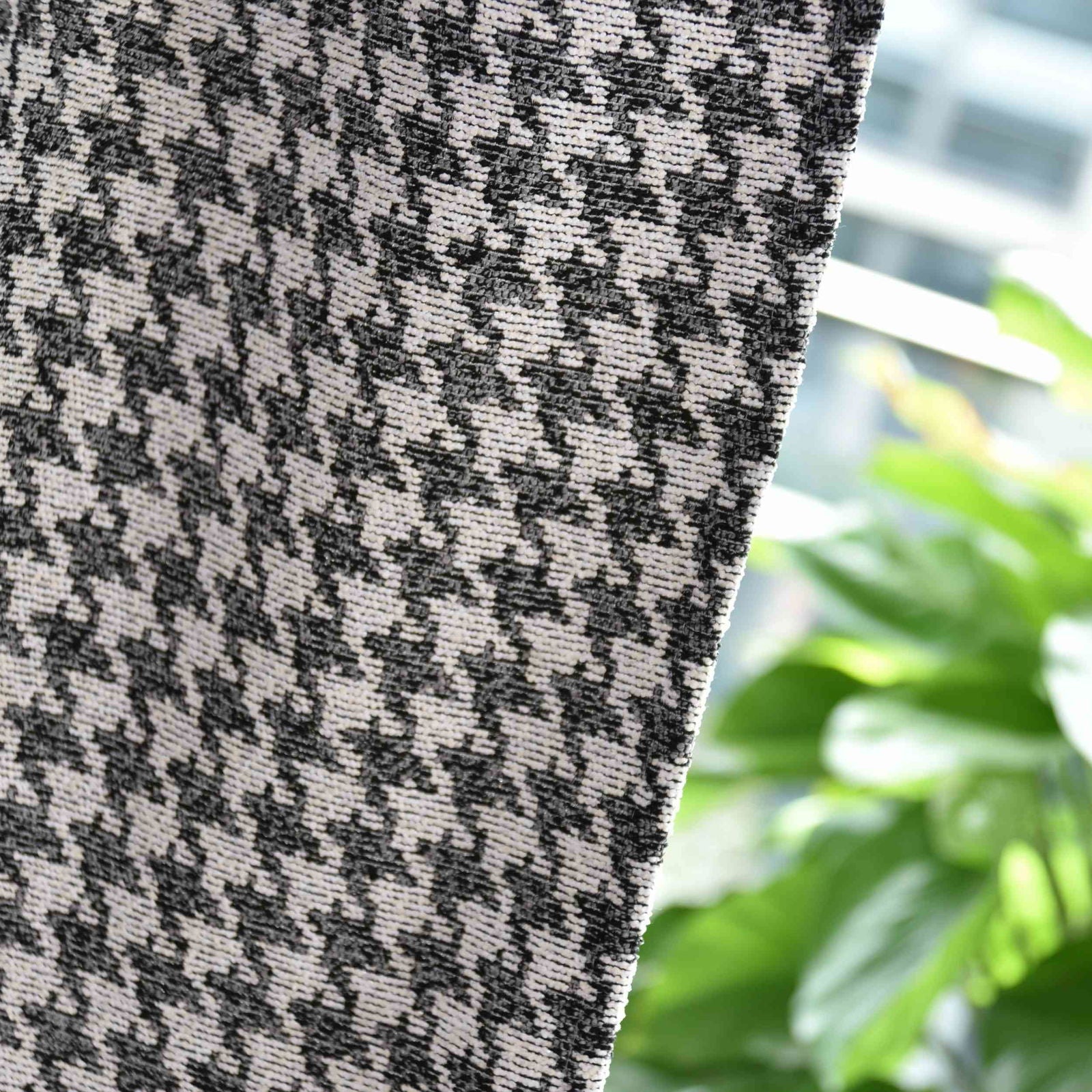 2er Set Vorhänge HxB 245x140 cm Creme Schwarz Hahnentritt-Muster »PARIS« Flexible Multiband Aufhängung Elegant Pflegeleicht 2023320-2