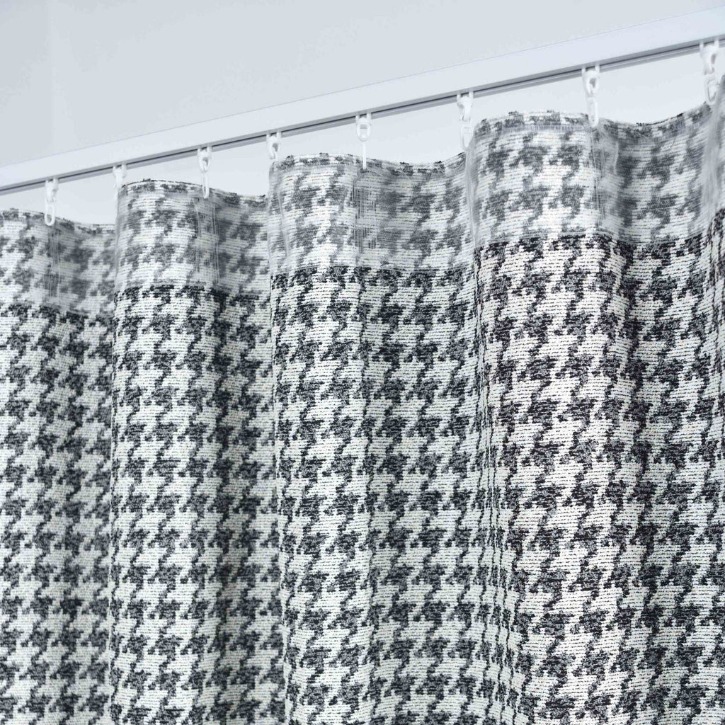 2er Set Vorhänge HxB 245x140 cm Creme Schwarz Hahnentritt-Muster »PARIS« Flexible Multiband Aufhängung Elegant Pflegeleicht 2023320-2