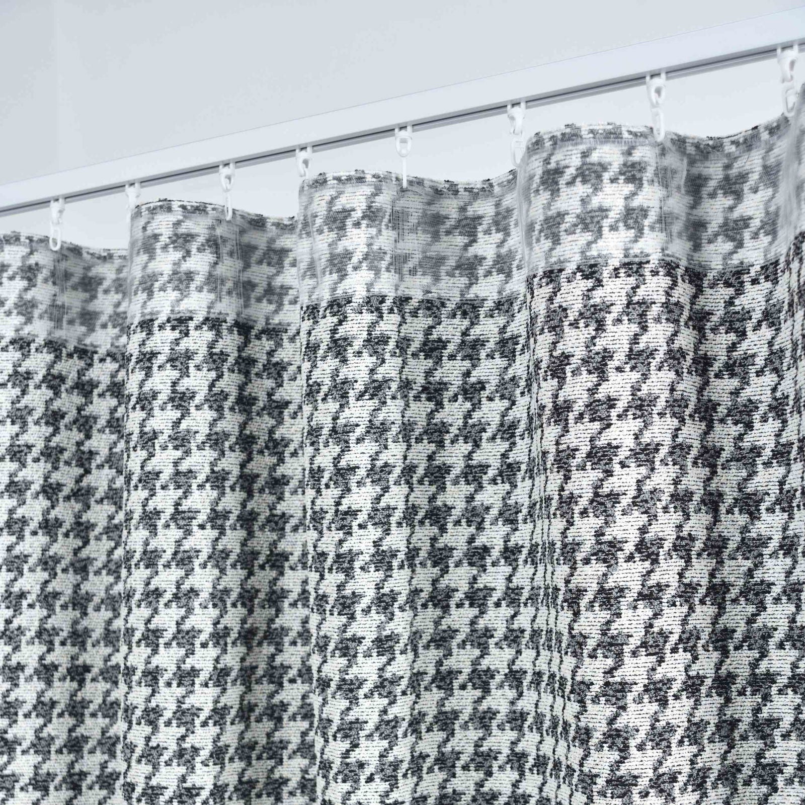 2er Set Vorhänge HxB 245x140 cm Creme Schwarz Hahnentritt-Muster »PARIS« Flexible Multiband Aufhängung Elegant Pflegeleicht 2023320-2