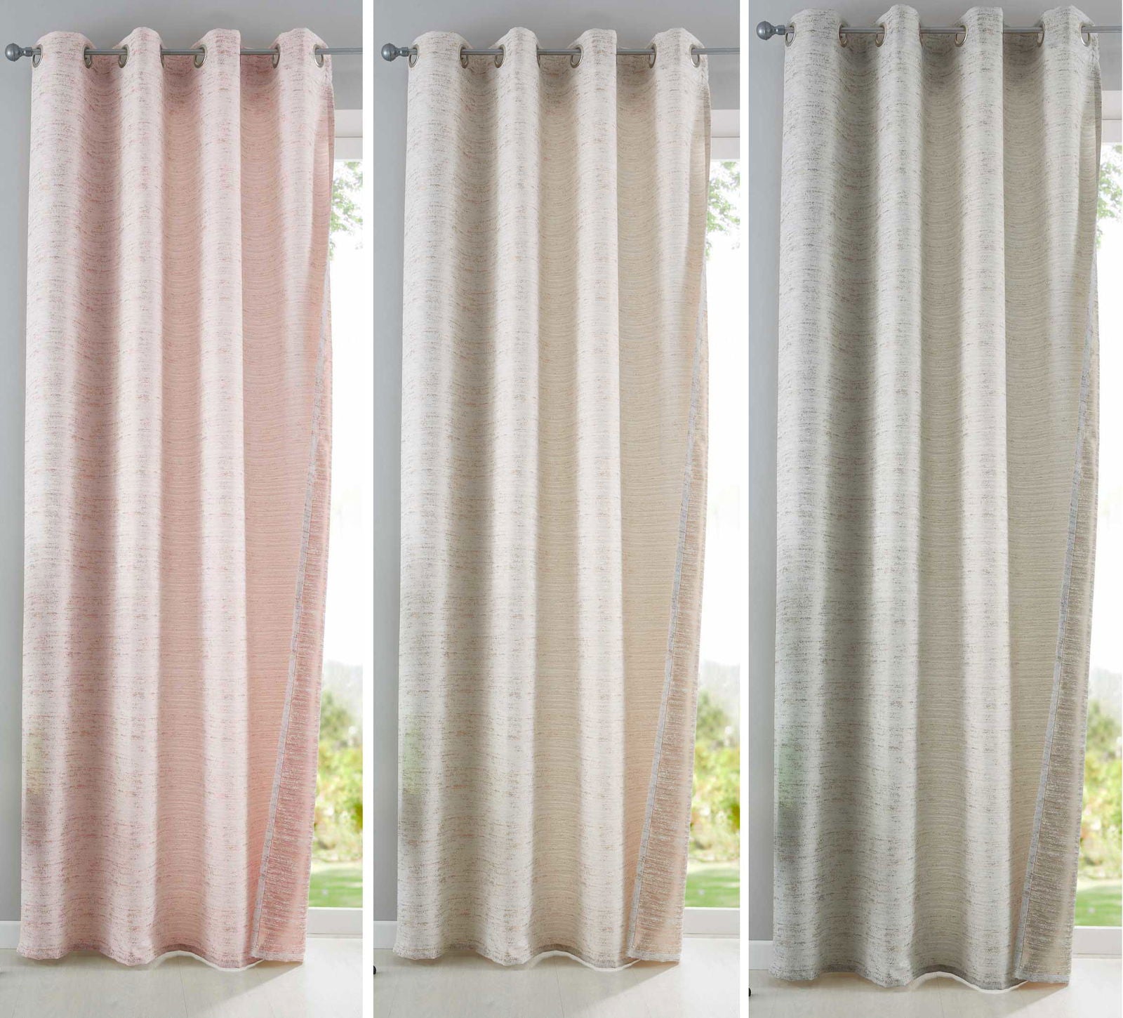 2er Set Vorhänge Ösen Schal Jacquard »Sivas« Blickdicht  Gardine Edle Musterung 202073-2