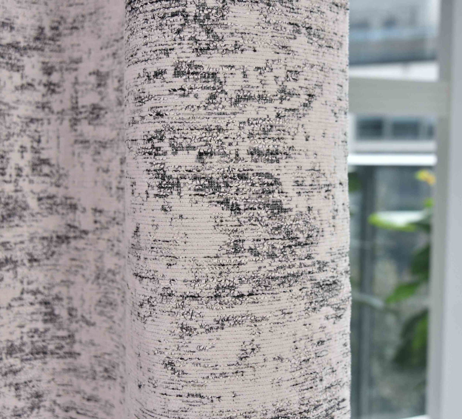 2er Set Vorhänge Wendevorhang HxB 245x140 cm Creme Schwarz Jacquard-Muster »VENEDIG« Beidseitig Nutzbar Hell/Dunkel Kunststoffösen Flexibles Raumdesign 2023310-2