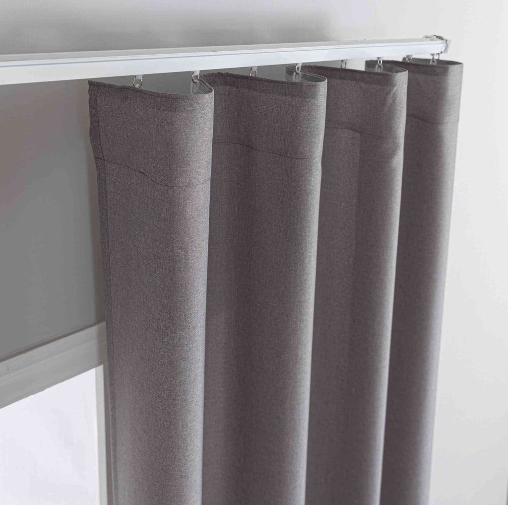 Gardinen-Set 3-teilig XL Wien« | 2 Vorhänge Leinenoptik HxB 245x300 cm  und 1 Voile Batist Store HxB 245x600 cm Weiß 1:2 Wellenband  2025100-110S4