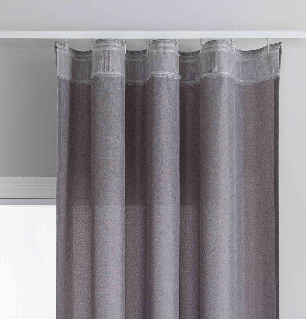 Gardinen-Set 3-teilig S Wien« | 2 Vorhänge Leinenoptik HxB 245x145 cm  und 1 Voile Batist Store HxB 245x300 cm Weiß 1:2 Wellenband  2025100-110S1