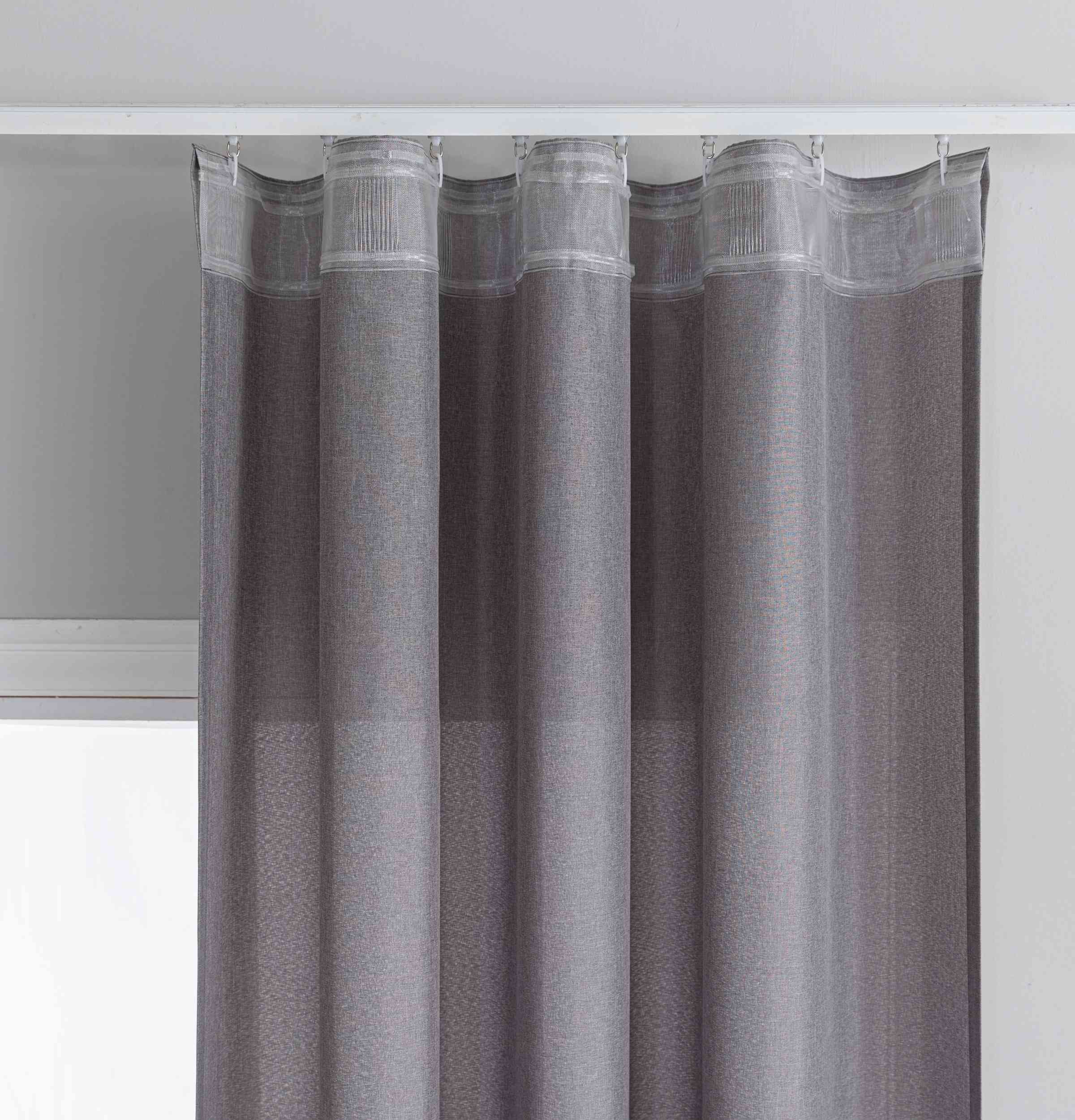 Gardinen-Set 3-teilig L Wien« | 2 Vorhänge Leinenoptik HxB 245x300 cm  und 1 Voile Batist Store HxB 245x300 cm Weiß 1:2 Wellenband  2025100-110S3