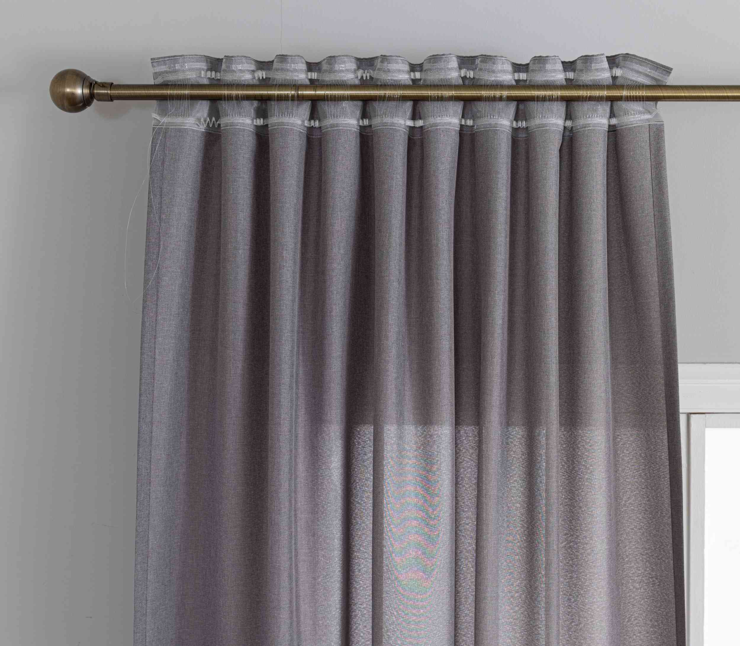 Gardinen-Set 3-teilig L Wien« | 2 Vorhänge Leinenoptik HxB 245x300 cm  und 1 Voile Batist Store HxB 245x300 cm Weiß 1:2 Wellenband  2025100-110S3