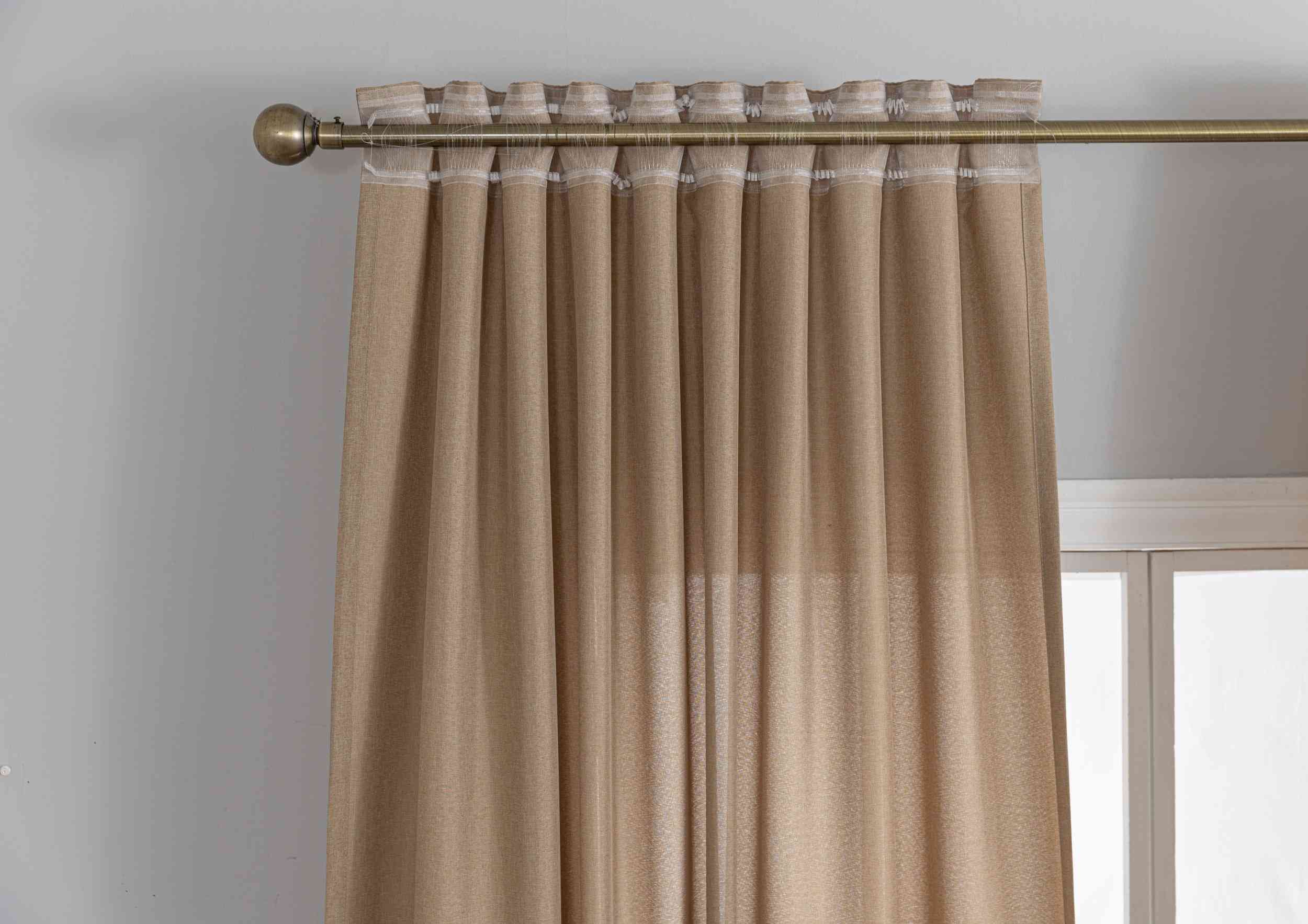 Gardinen-Set 3-teilig S Wien« | 2 Vorhänge Leinenoptik HxB 245x145 cm  und 1 Voile Batist Store HxB 245x300 cm Weiß 1:2 Wellenband  2025100-110S1