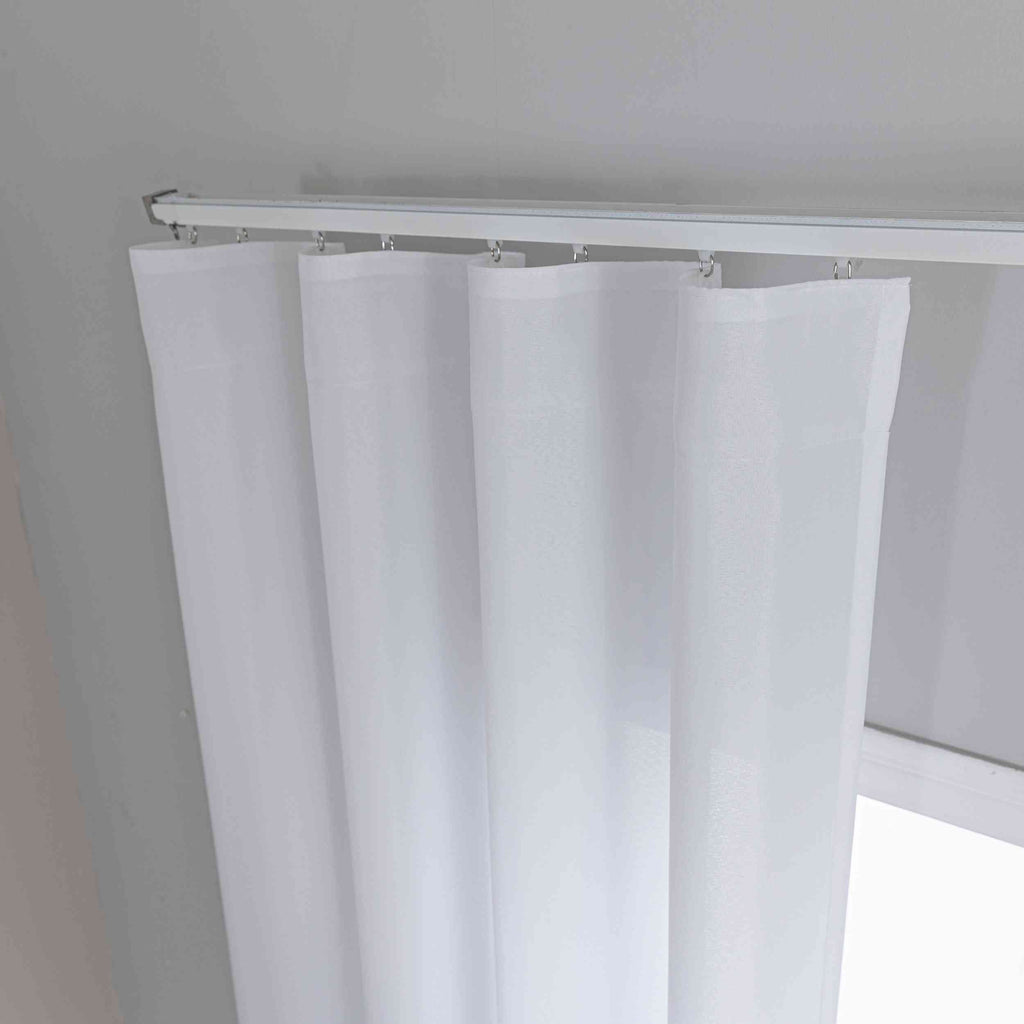 Gardinen-Set 3-teilig S Wien« | 2 Vorhänge Leinenoptik HxB 245x145 cm  und 1 Voile Batist Store HxB 245x300 cm Weiß 1:2 Wellenband  2025100-110S1