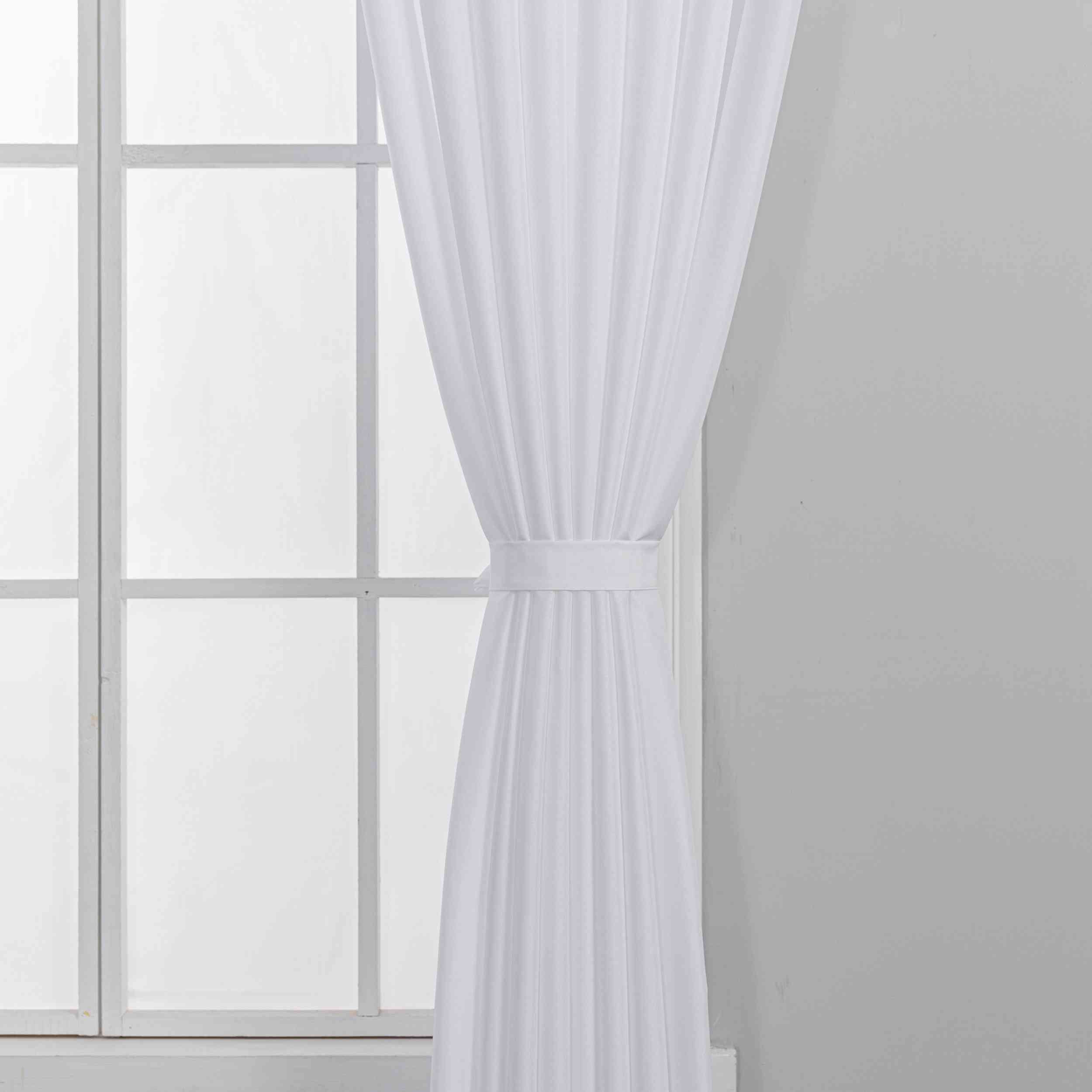 Gardinen-Set 3-teilig M Wien« | 2 Vorhänge Leinenoptik HxB 245x145 cm  und 1 Voile Batist Store HxB 245x600 cm Weiß 1:2 Wellenband  2025100-110S2