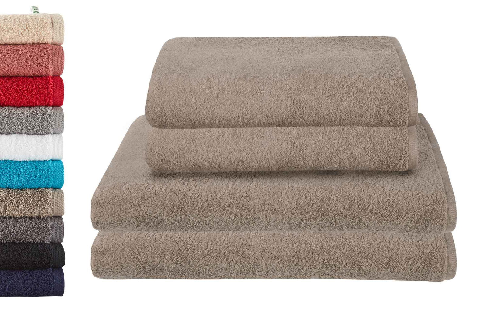 4er Set 2 Badetücher BxL 70x140 cm 2 Saunatücher 100x150 cm  »Montreal« 100% Bio Baumwolle 500gr/m² Nachhaltig 2020103-4-4er
